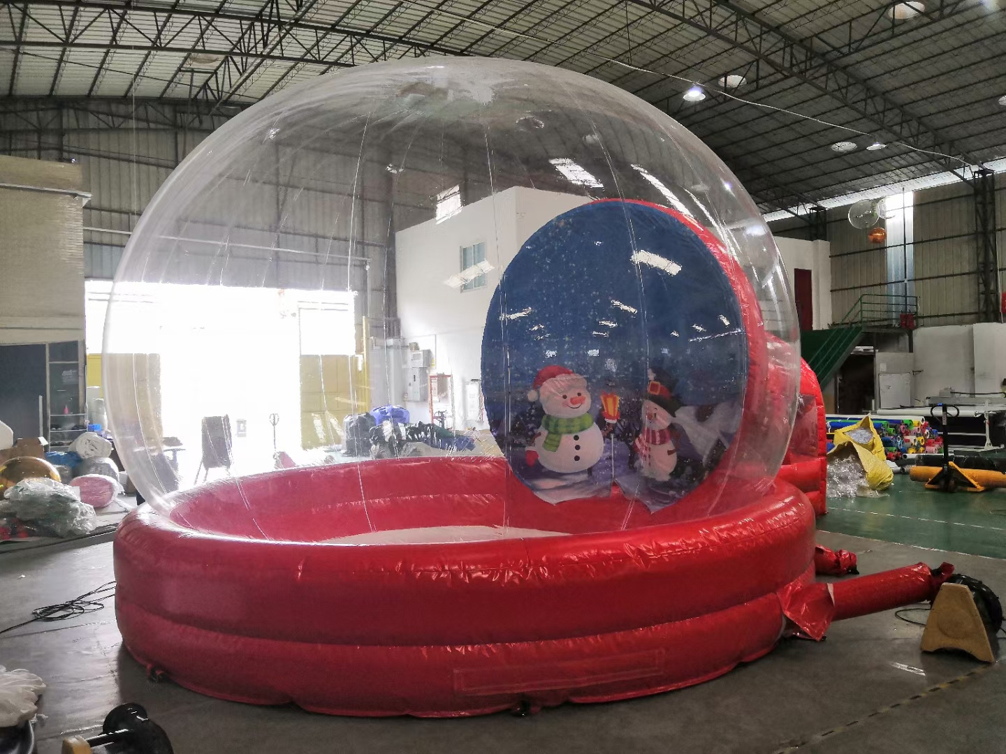 transparent inflatable Christmas bubble house with tunnel giant inflatable snow globe for Christmas celebration