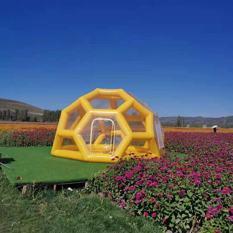 outdoor inflatable bubble house transparent inflatable bubble room yellow football inflatable igloo