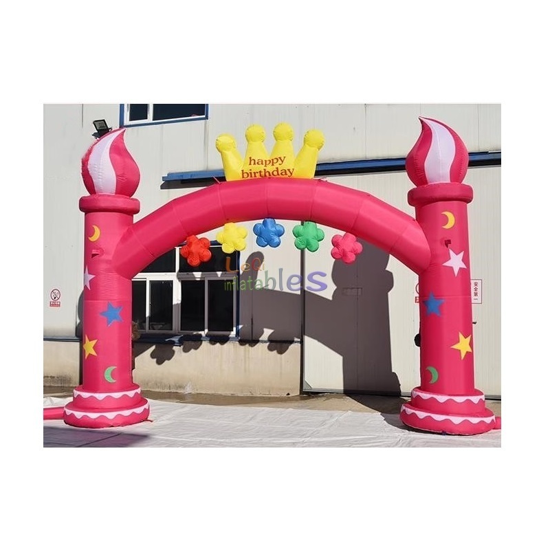 Happy Birthday Gate Custom Advertising Outdoor Inflatable Birthday Candy Wedding Rainbow Entrance Arch