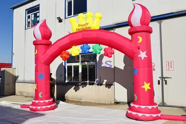 Happy Birthday Gate Custom Advertising Outdoor Inflatable Birthday Candy Wedding Rainbow Entrance Arch