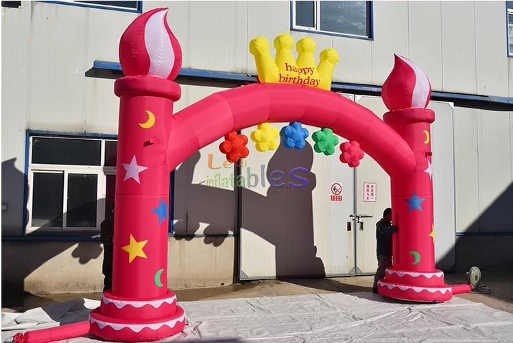 Happy Birthday Gate Custom Advertising Outdoor Inflatable Birthday Candy Wedding Rainbow Entrance Arch