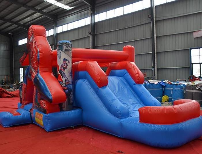 Spiderman Adventure Inflatable Combo / Superhero Bounce House With Slide / Moonwalk Bouncer Trampoline Inflatable Playhouse