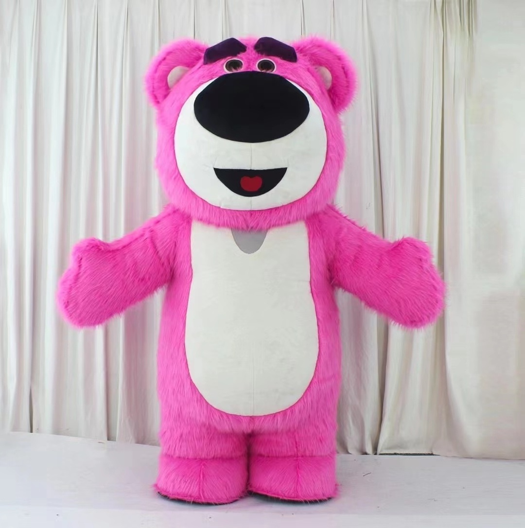 inflatable strawberry bear plush walking mascot cute inflatable fur air mold adults size