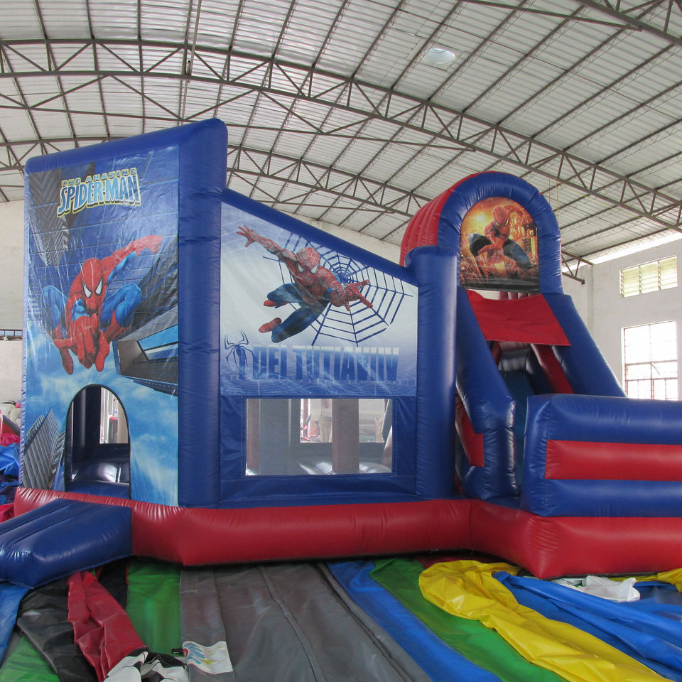 Indoor combo spiderman moonwalk bounce house with slide for Rental  inflatable spiderman playhouse