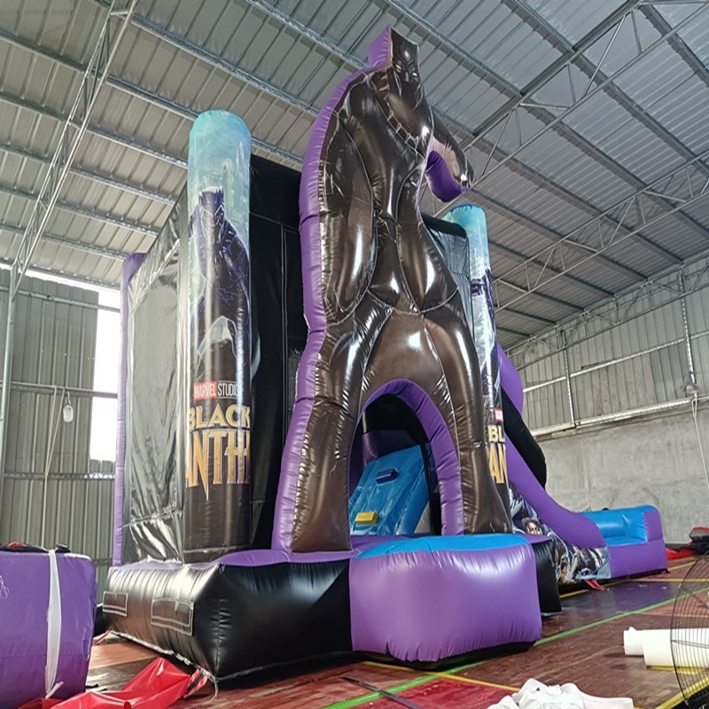 Moonwalk Inflatable Bouncer Black Commercial Panther Wet/dry Combo Slides Bouncy Castle Inflatable Bounce House For Rental