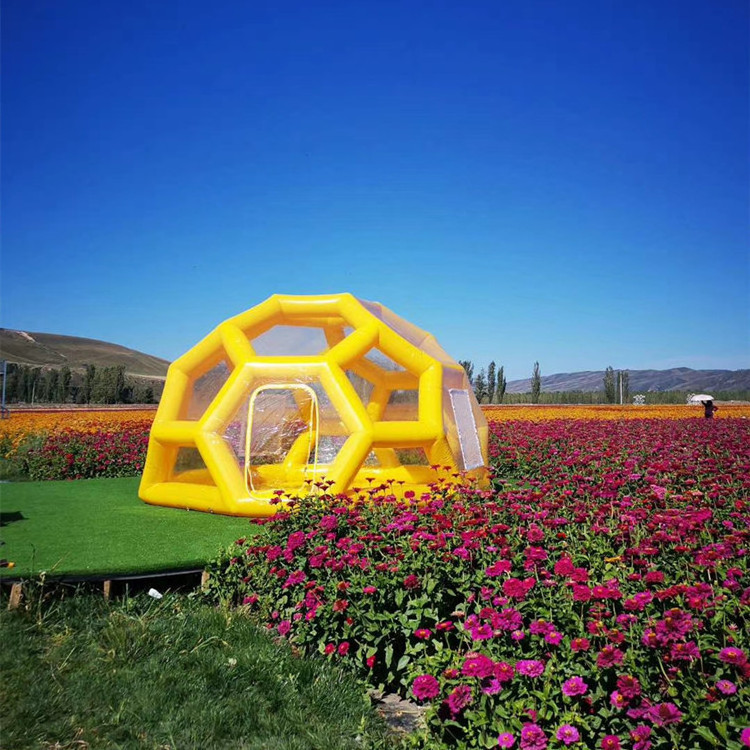 outdoor inflatable bubble house transparent inflatable bubble room yellow football inflatable igloo