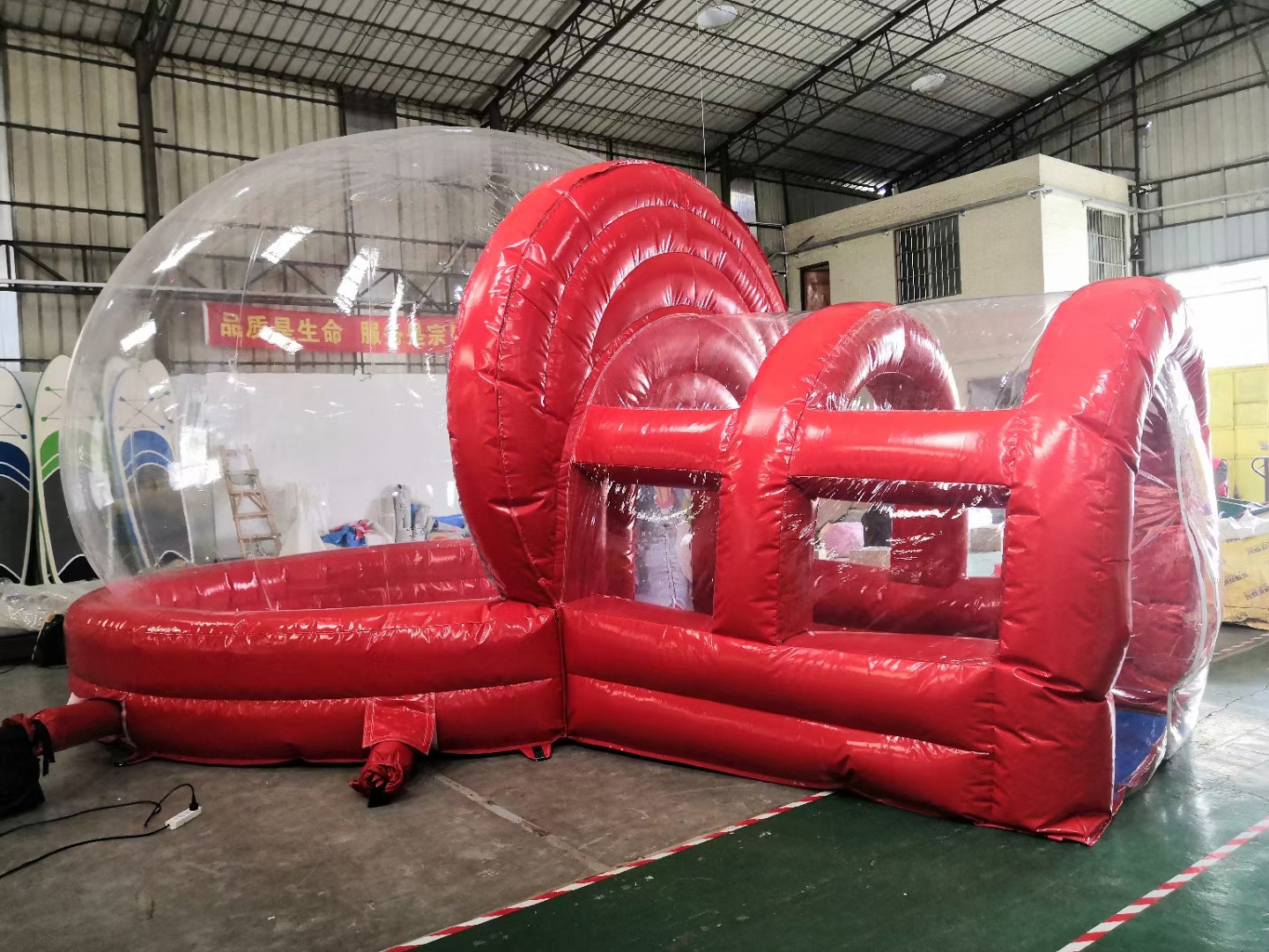 transparent inflatable Christmas bubble house with tunnel giant inflatable snow globe for Christmas celebration