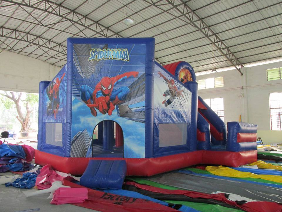 Indoor combo spiderman moonwalk bounce house with slide for Rental  inflatable spiderman playhouse