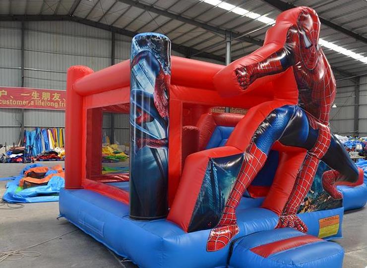 Spiderman Adventure Inflatable Combo / Superhero Bounce House With Slide / Moonwalk Bouncer Trampoline Inflatable Playhouse