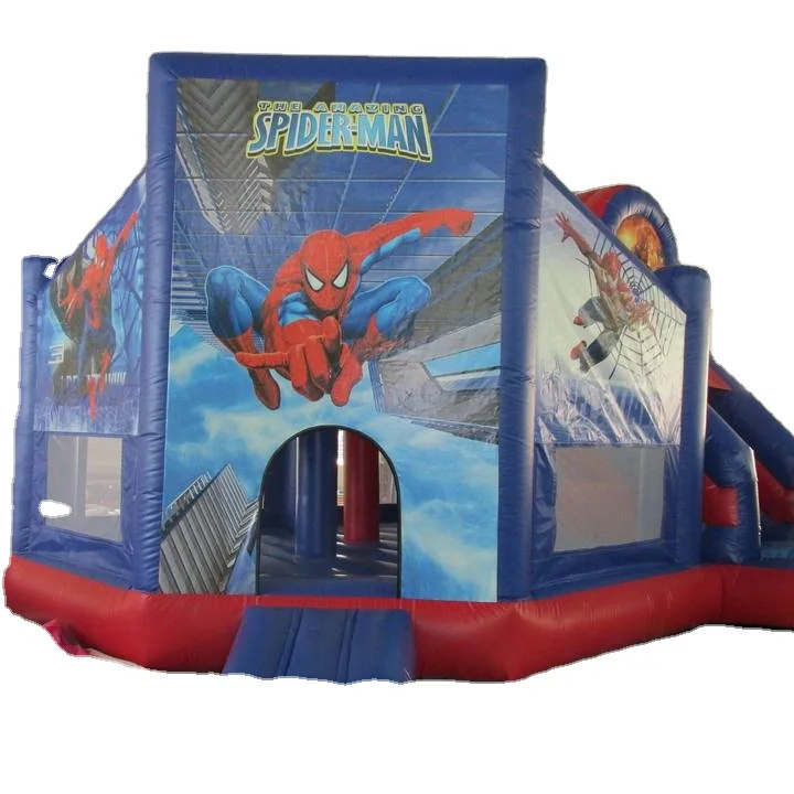 Indoor combo spiderman moonwalk bounce house with slide for Rental  inflatable spiderman playhouse