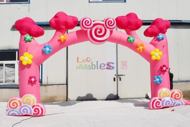 Happy Birthday Gate Custom Advertising Outdoor Inflatable Birthday Candy Wedding Rainbow Entrance Arch