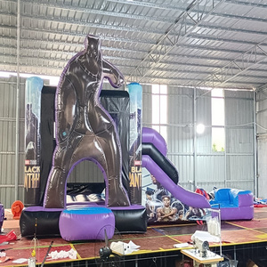 Moonwalk Inflatable Bouncer Black Commercial Panther Wet/dry Combo Slides Bouncy Castle Inflatable Bounce House For Rental