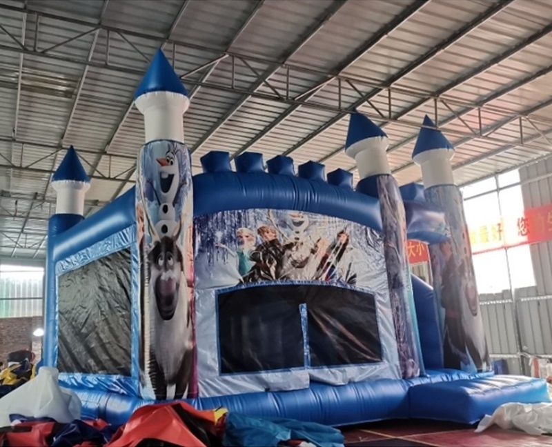 Commercial Pvc Frozen Bounce Castle Inflatable Bounce Combo Bouncy House Outdoor Princess Castle/slide Combo Jumping For Rent