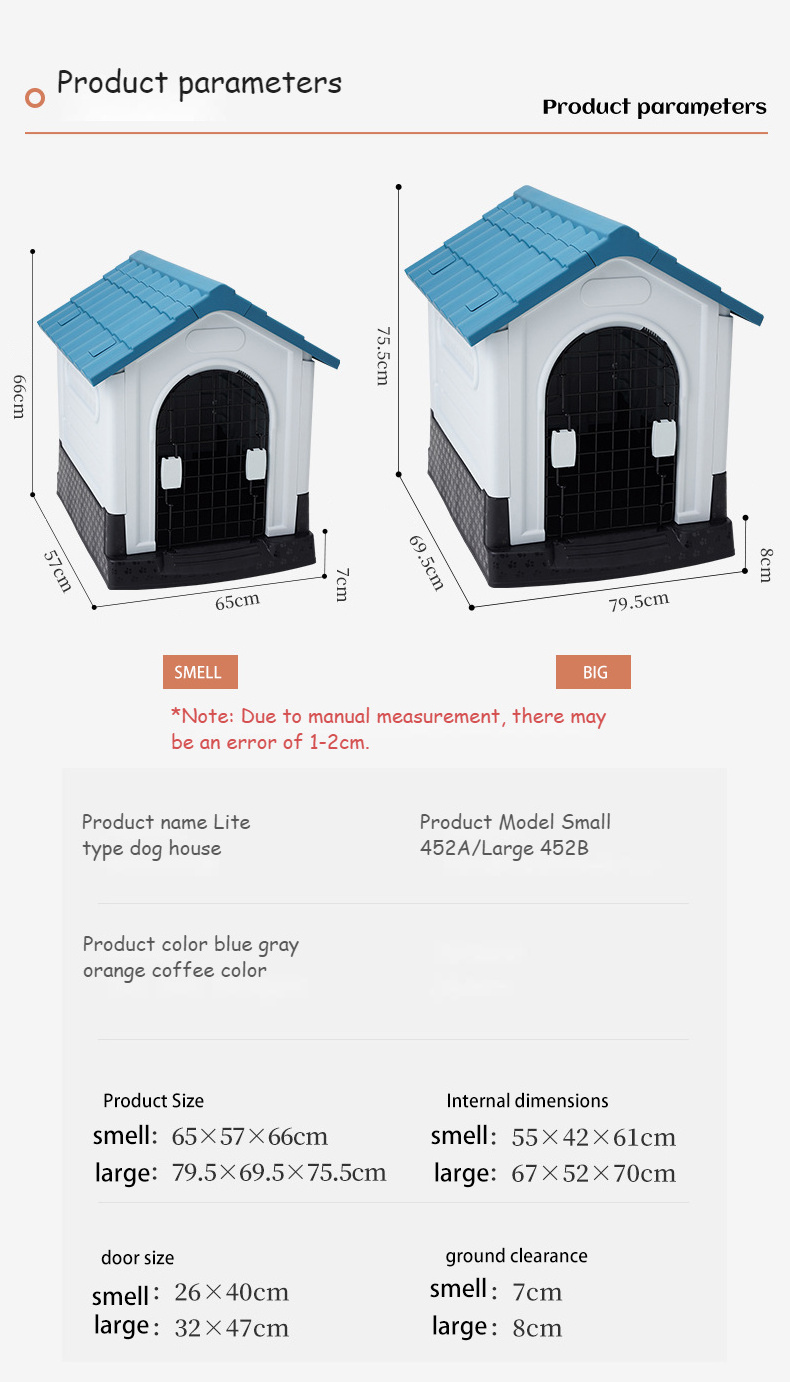 Luxury Dog House Series Outdoor Usage Large Size Removable Rainproof Plastic Dog House With Window