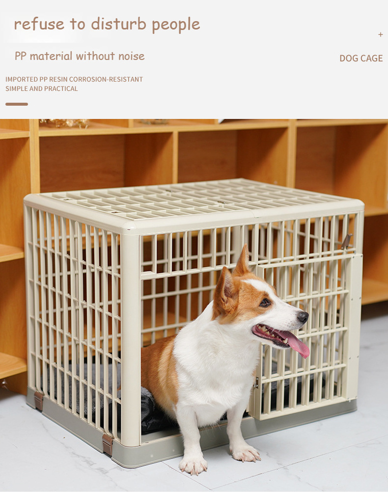 High quality comfortable pet dog cage removable plastic dog crate pet carrier with wheels