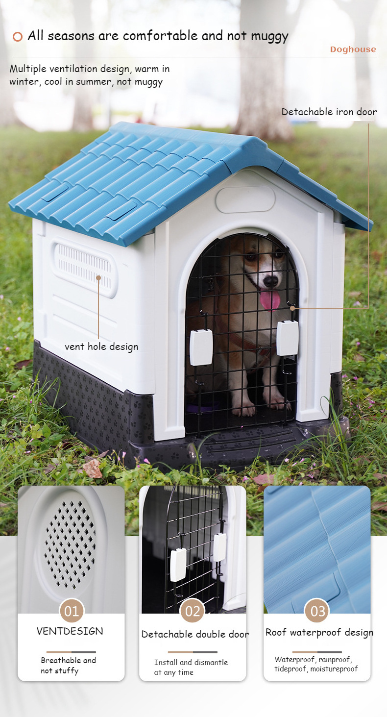 Luxury Dog House Series Outdoor Usage Large Size Removable Rainproof Plastic Dog House With Window