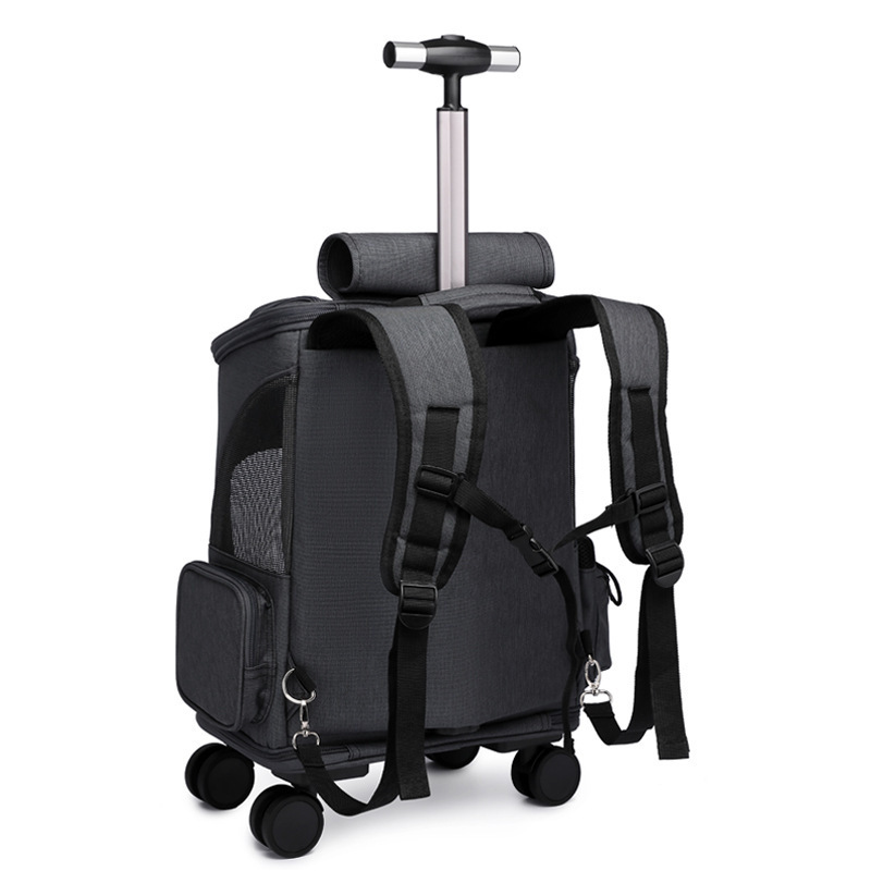 Nylon Dog Cat Backpack Trolley Foldable Detachable Removable Wheeled Pet Carrier Pet Stroller Dog Carrier