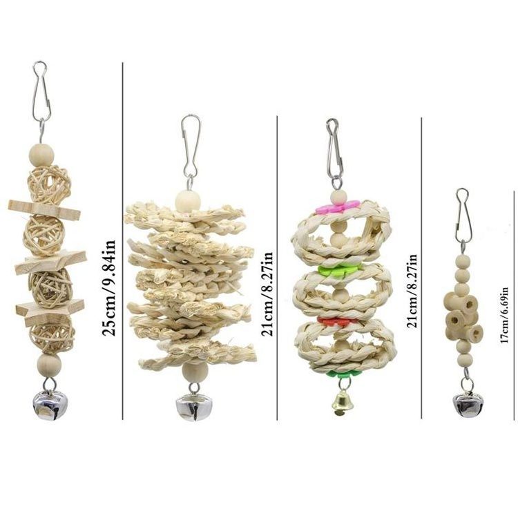 7 Pcs Natural Wood Hanging Bell Suitable for Small Parakeets, Cockatiels, Conure bird toys parrot bird swing toys parrot toys