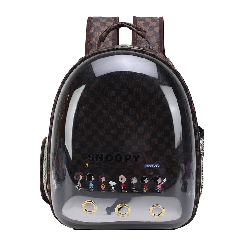 Breathable Portable Designer Plaid  Cat Transparent Dog Carrier Bag Travel Luxury Pet Carrier Dog Backpack Carrier