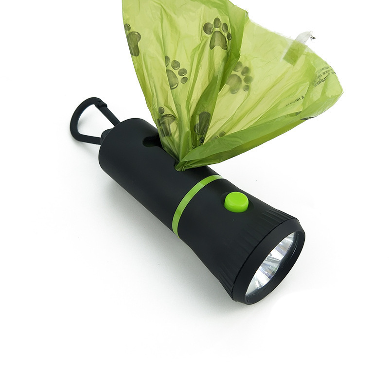 Hot Sell LED Pet Poop Bag Holder Dog Poop Bag Dispenser Green Footprint Bio-degradable Dog Poop Bag With Reusable Flashlight