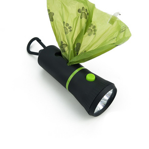 Hot Sell LED Pet Poop Bag Holder Dog Poop Bag Dispenser Green Footprint Bio-degradable Dog Poop Bag With Reusable Flashlight