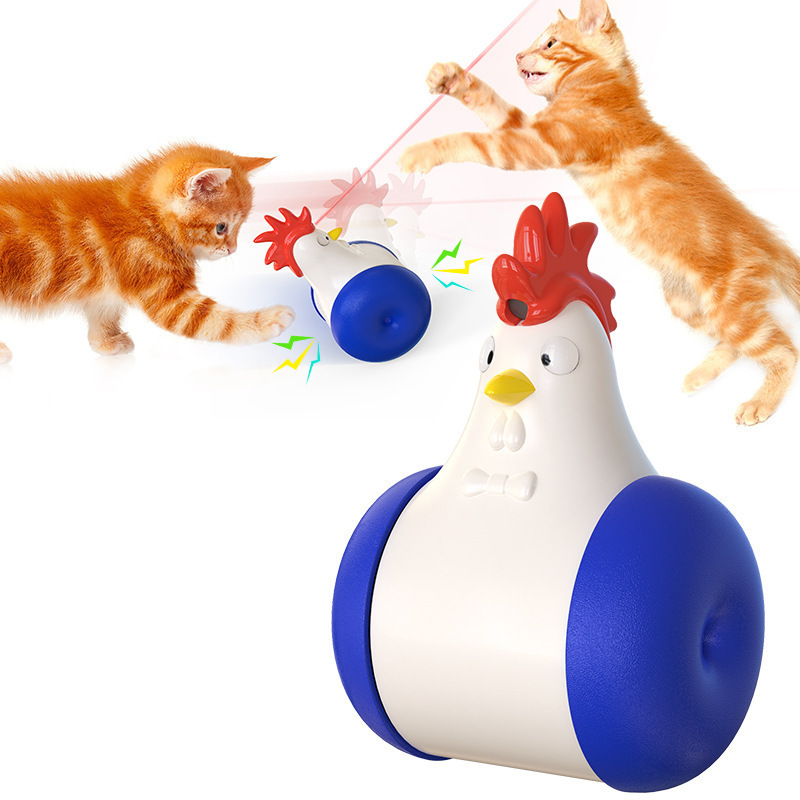 Wholesale Interactive Bulk Rooster Shape Vocal Pet Accessories Funny Cat Laser Toy Cat Multifunction Toys Laser Cat Toy