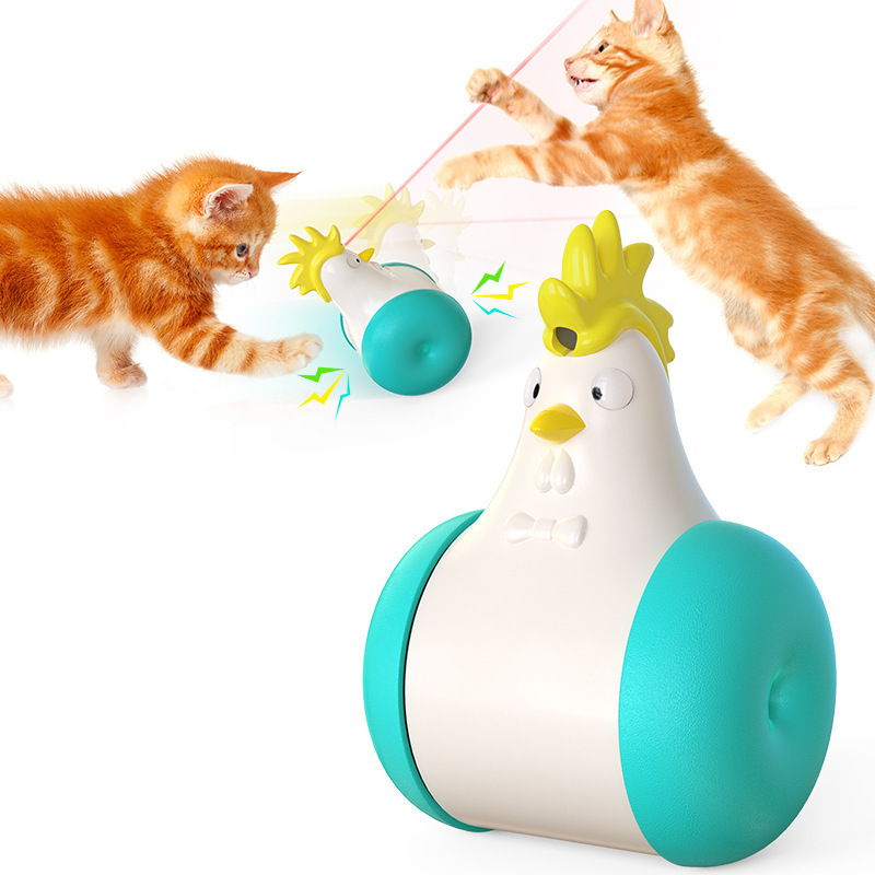 Wholesale Interactive Bulk Rooster Shape Vocal Pet Accessories Funny Cat Laser Toy Cat Multifunction Toys Laser Cat Toy