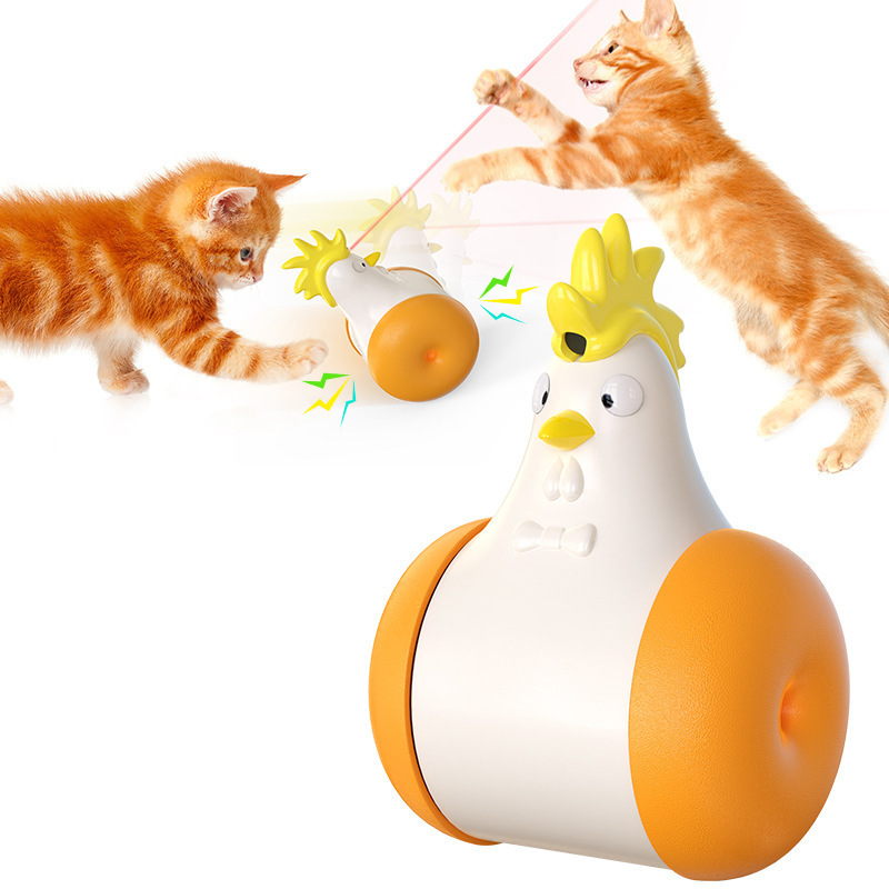 Wholesale Interactive Bulk Rooster Shape Vocal Pet Accessories Funny Cat Laser Toy Cat Multifunction Toys Laser Cat Toy