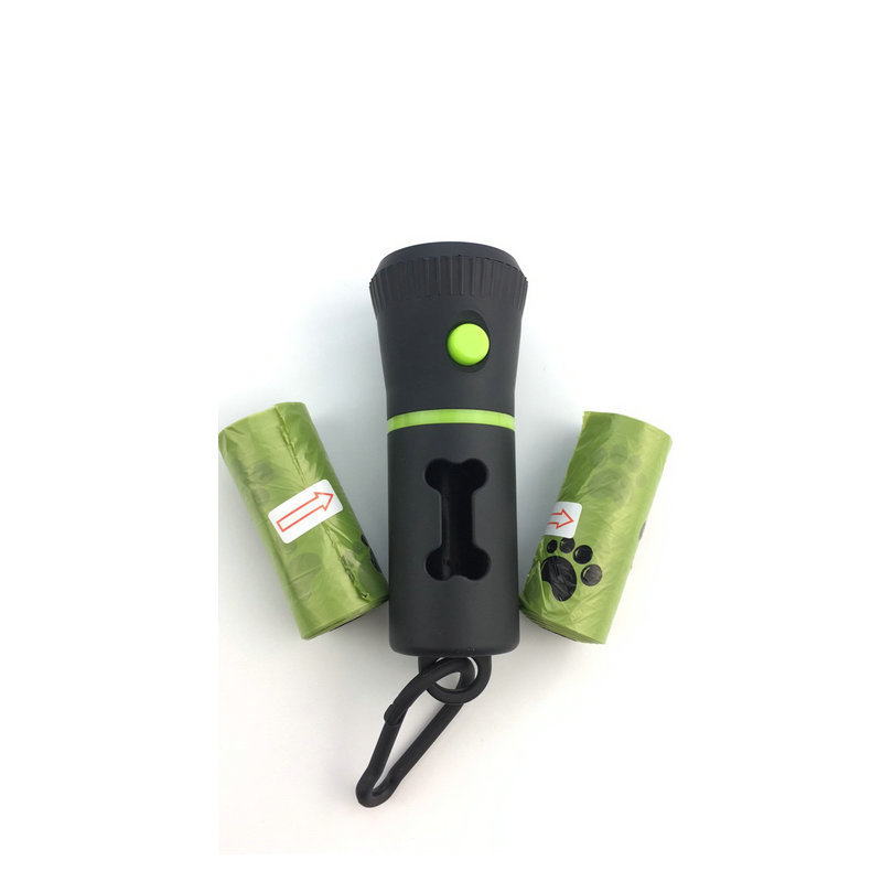 Hot Sell LED Pet Poop Bag Holder Dog Poop Bag Dispenser Green Footprint Bio-degradable Dog Poop Bag With Reusable Flashlight