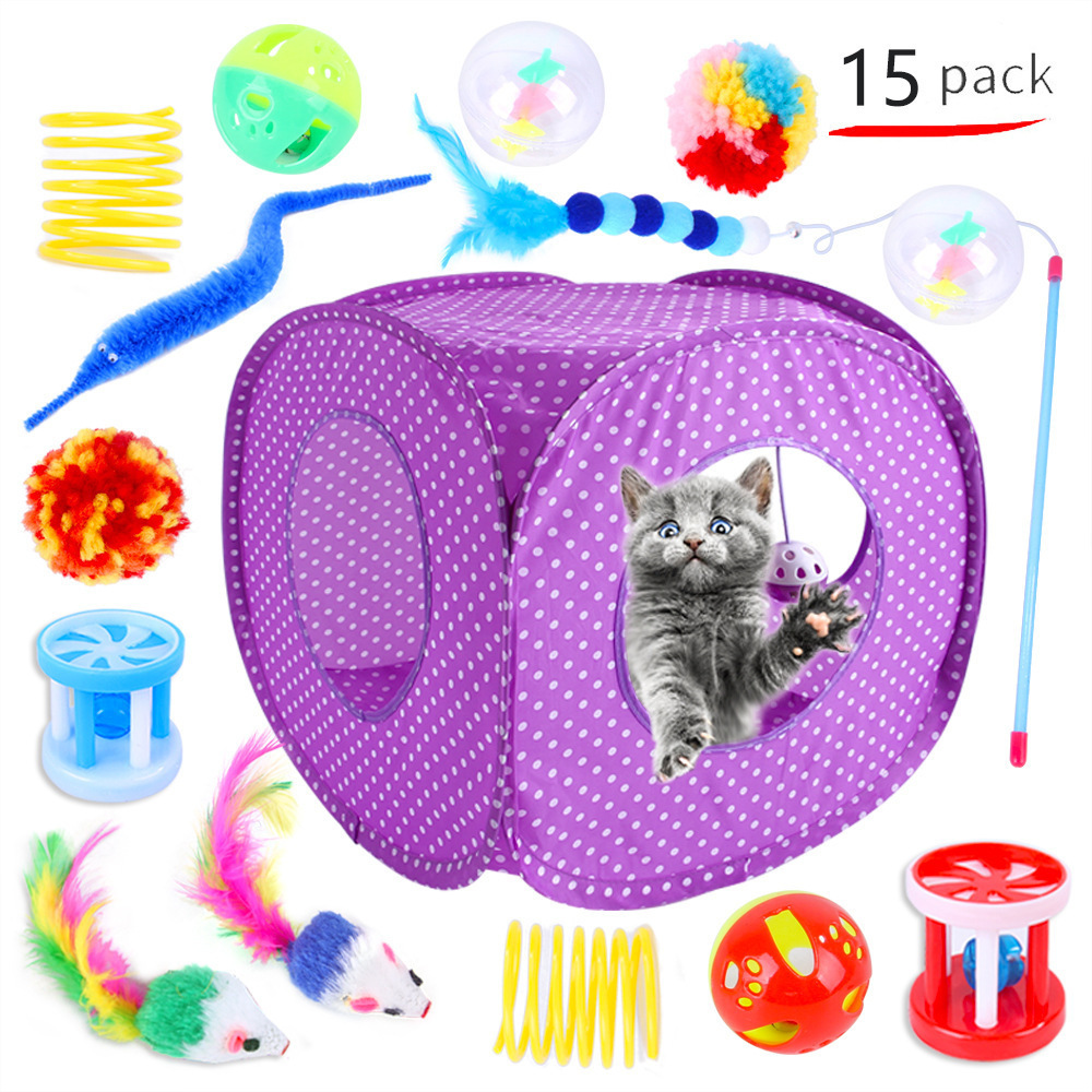 Eco Friendly Interactive Funny Colorful Foldable Custom Cat Toys Cat Tunnel Toy Cat Tease Toy