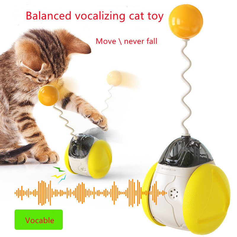 Interactive Electronic Removable Cat Rotating Balance Car Pet Funny Stick Toys cat chase toy