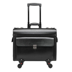 Lightweight pull rod handheld leather flight case suitable for lawyers, flight attendants, and captain's travel bags