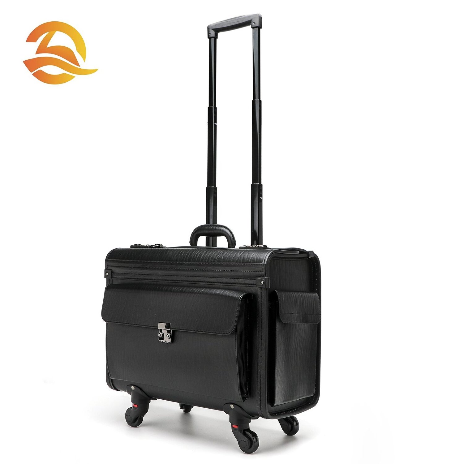 Lightweight pull rod handheld leather flight case suitable for lawyers, flight attendants, and captain's travel bags