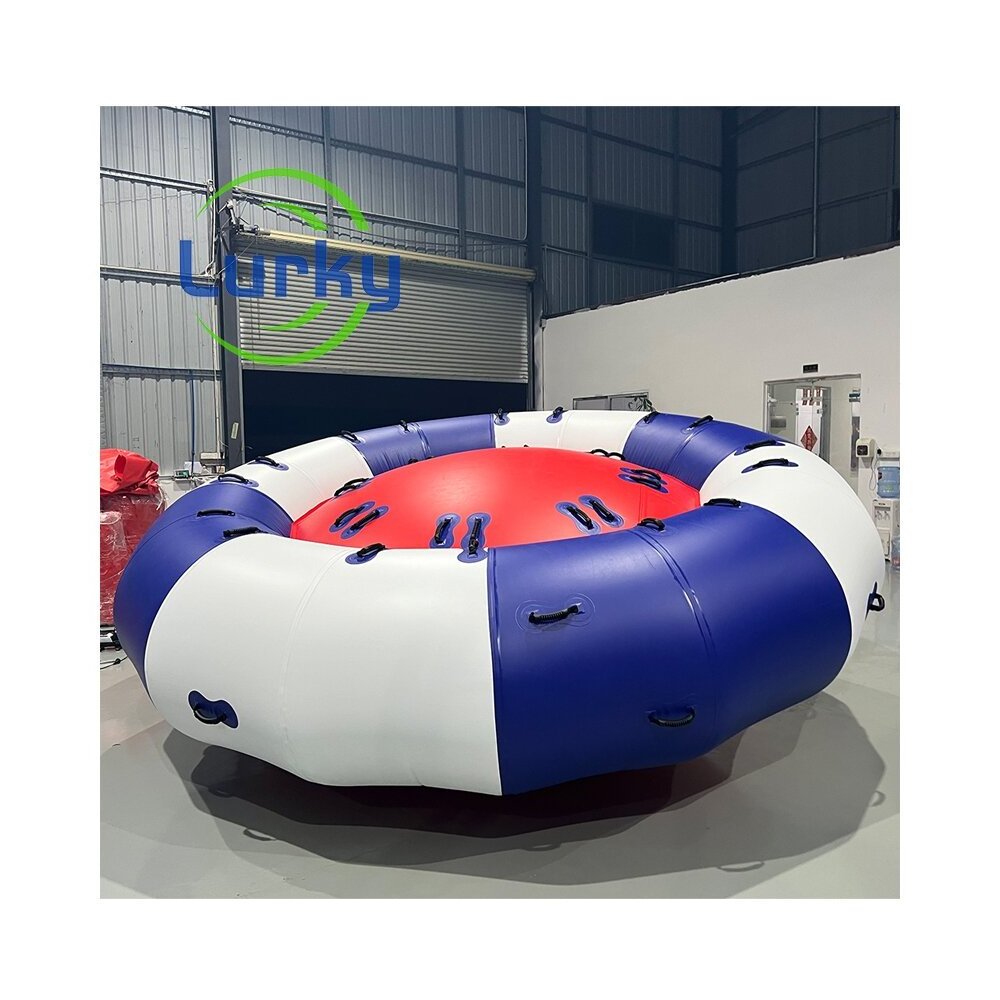 Lurky Customized Large Inflatable Flying Water Spinning Toy Sea Inflatable Semi Boat  Water Tube Disco Boat