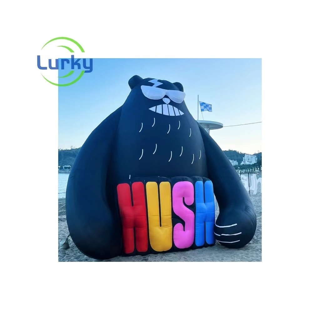 Advertising Inflatable Decoration Blow Up Cute Black Bear Inflatables 5m Giant Inflatable Cartoon Character Model FACTORY PRICE