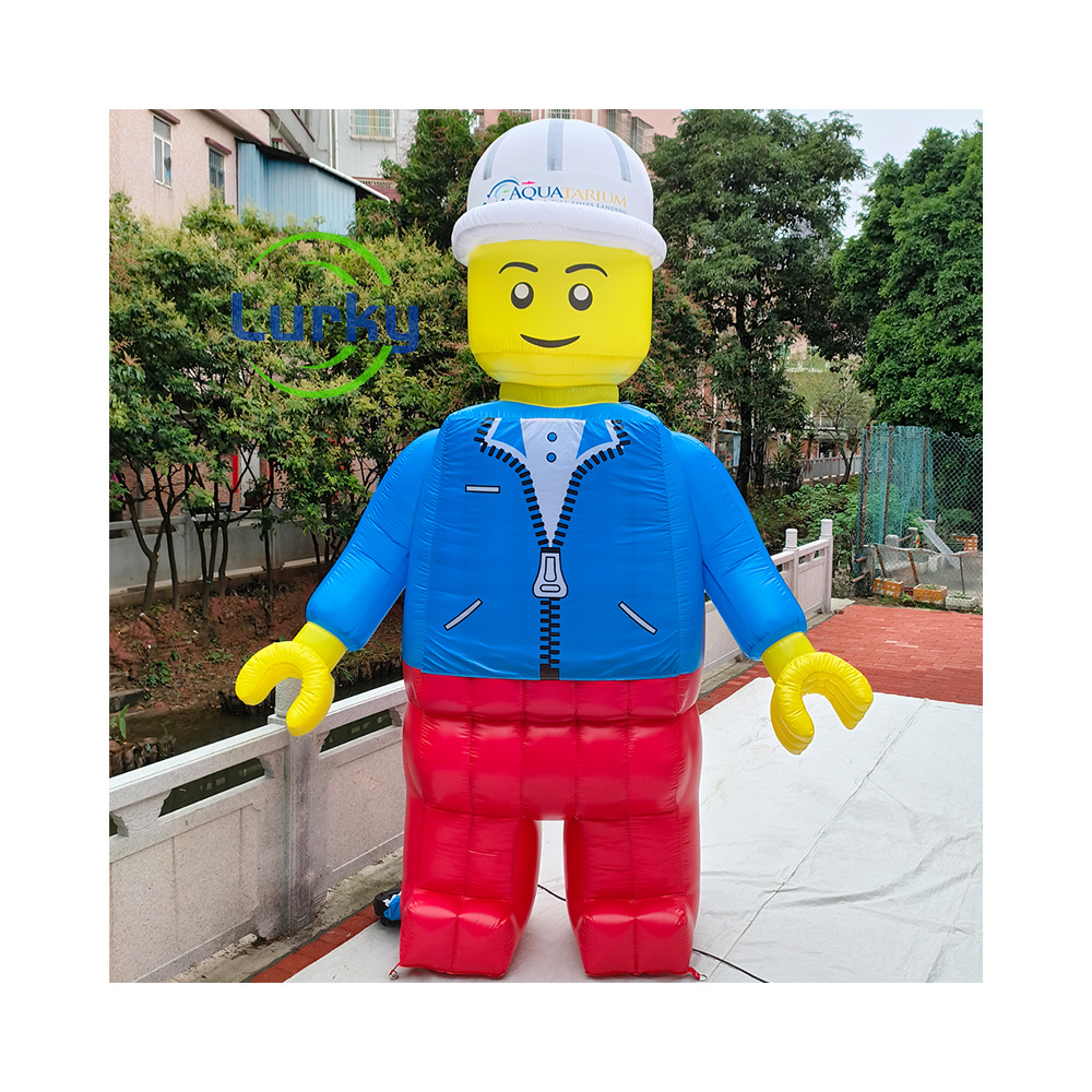 Wholesale Price 3m Inflatable Cartoon LEGO Inflatable Builder Customized Building Worker Inflatable Cartoon Giant Builder