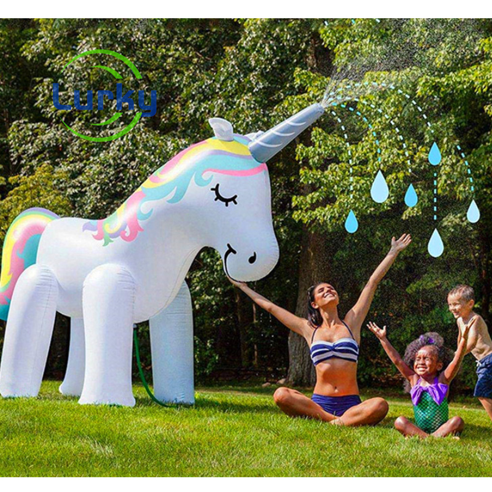 Customized Inflatable Sprinkler Unicorn Outdoor Water Playing Mat Children's Toy Inflatable Pink Elephant Dinosaur Rainbow Arch