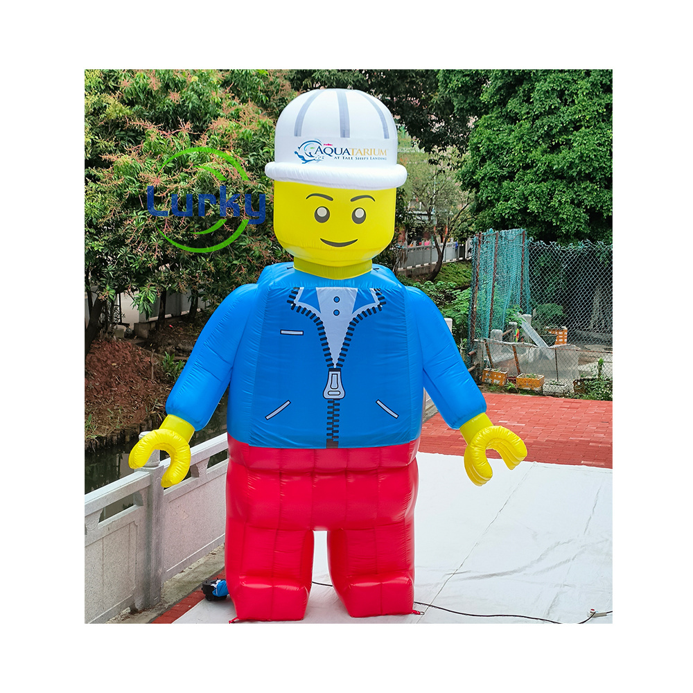 Wholesale Price 3m Inflatable Cartoon LEGO Inflatable Builder Customized Building Worker Inflatable Cartoon Giant Builder