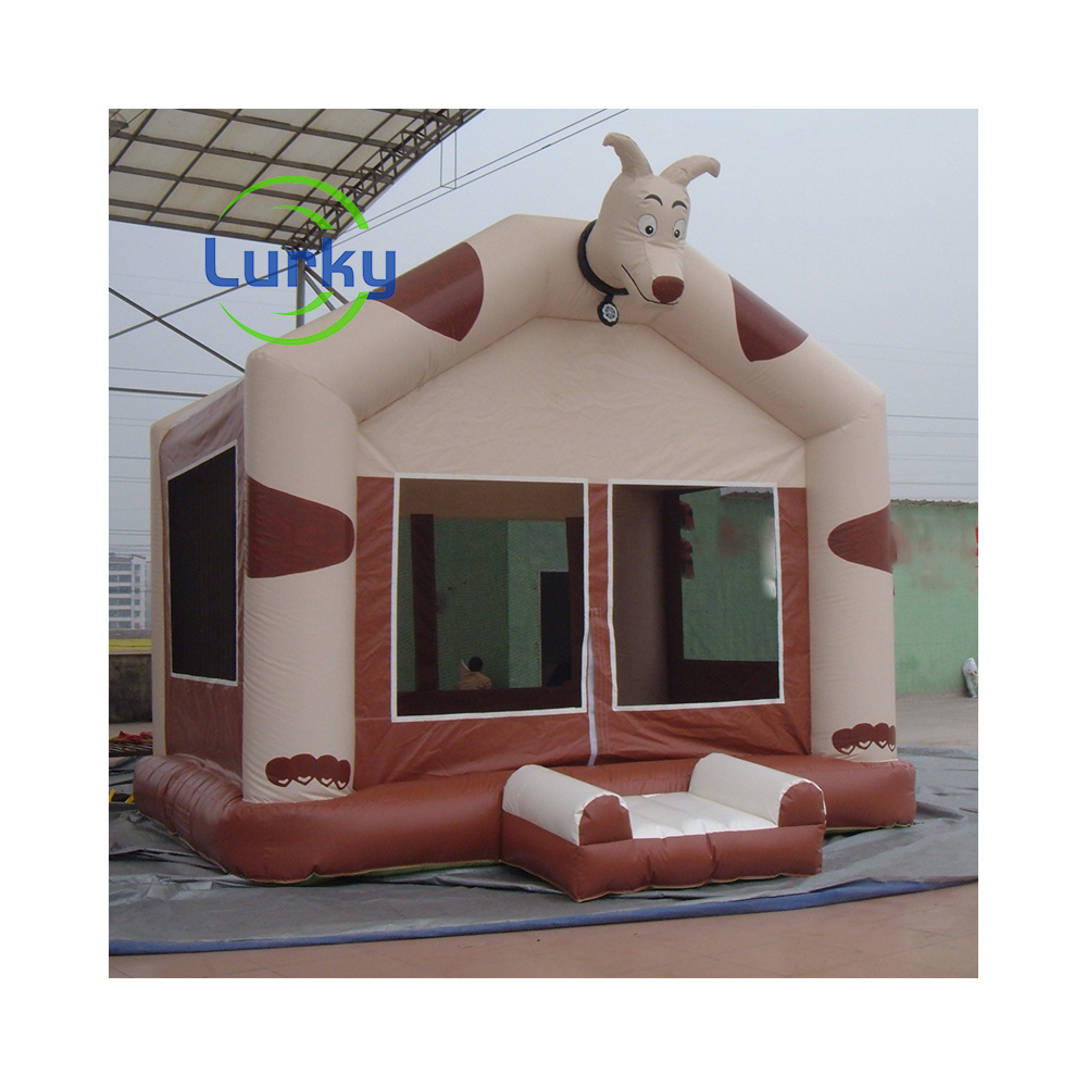 Mini Brown Inflatable Dog Bounce House Fire Dog Bounce House Jumping Castle for Kids