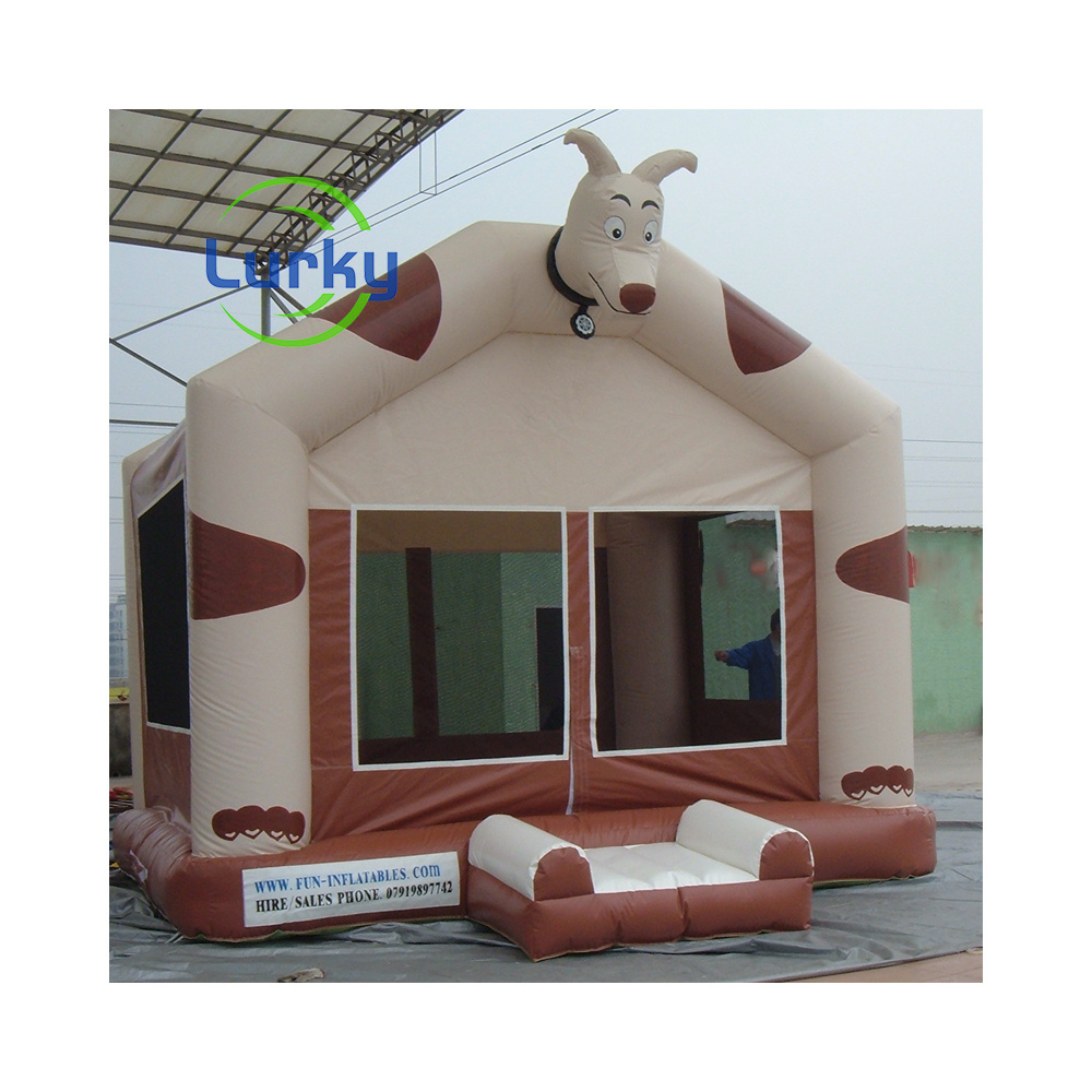 Mini Brown Inflatable Dog Bounce House Fire Dog Bounce House Jumping Castle for Kids