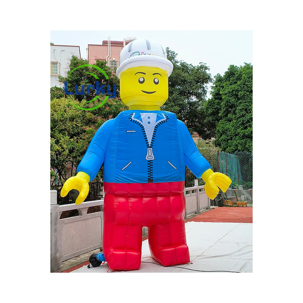 Wholesale Price 3m Inflatable Cartoon LEGO Inflatable Builder Customized Building Worker Inflatable Cartoon Giant Builder