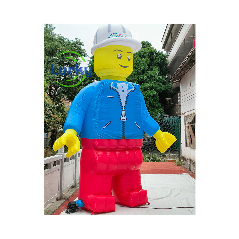 Wholesale Price 3m Inflatable Cartoon LEGO Inflatable Builder Customized Building Worker Inflatable Cartoon Giant Builder