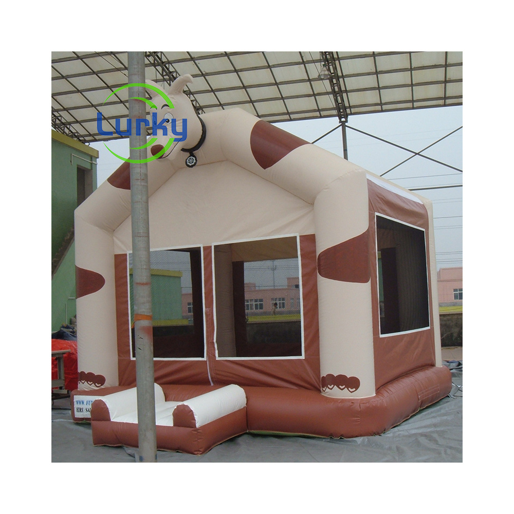 Mini Brown Inflatable Dog Bounce House Fire Dog Bounce House Jumping Castle for Kids