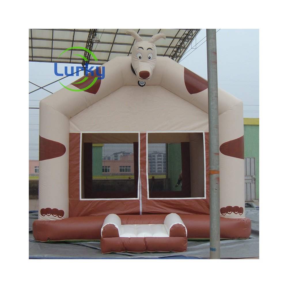 Mini Brown Inflatable Dog Bounce House Fire Dog Bounce House Jumping Castle for Kids