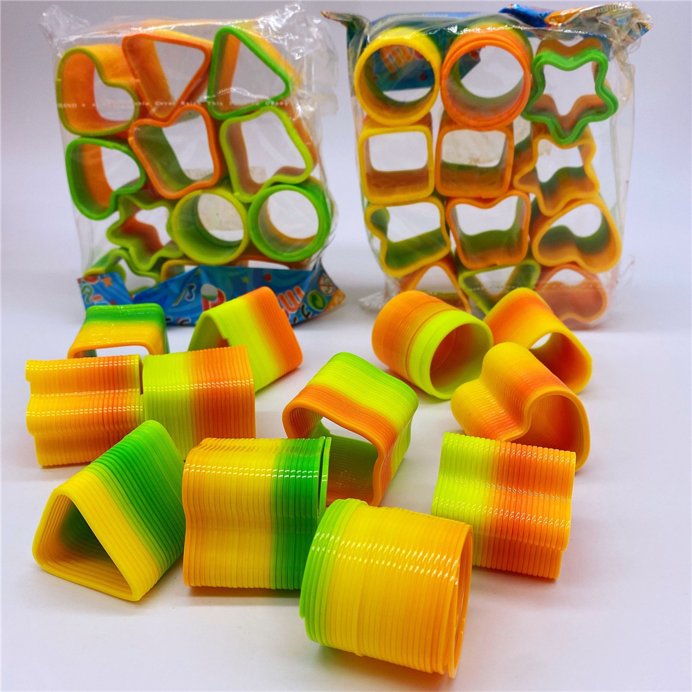 12pcs/set 3.5cm multishaped Magic Plastic Colorful Bounce Rainbow Spring Funny Classic toy for children