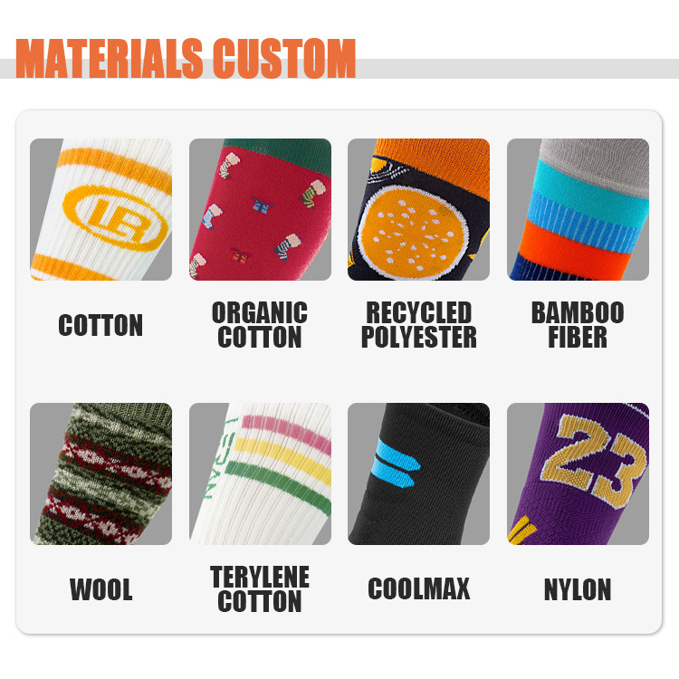 OEM High Quality Green Organic Cotton Men Sport Basketball Soccer Grip Socks Crew Embroidery Jacquard Custom LOGO Socks