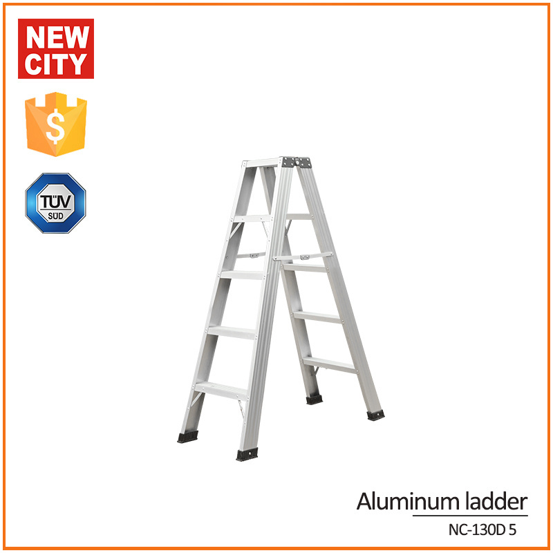 Aluminum household A frame double side step folding ladder A-frame folding aluminum ladder 5 steps wide step ladder