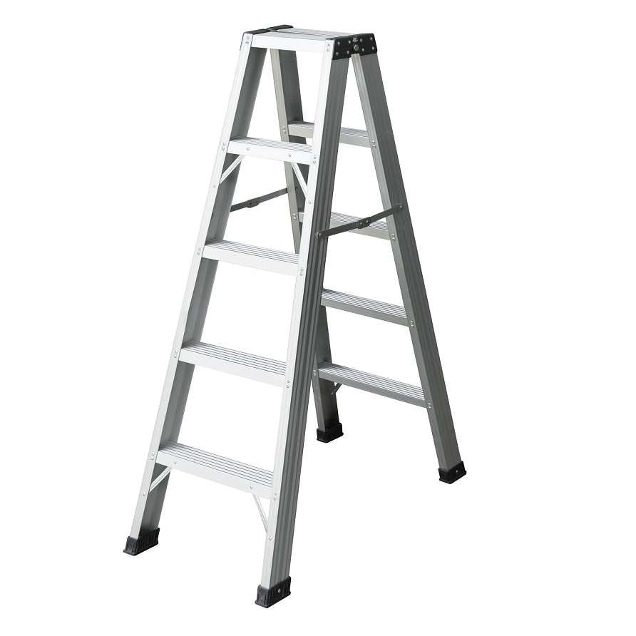 Aluminum household A frame double side step folding ladder A-frame folding aluminum ladder 5 steps wide step ladder