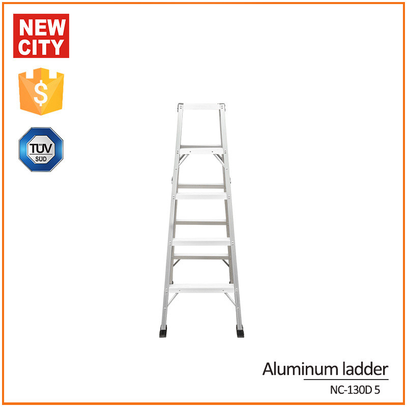 Aluminum household A frame double side step folding ladder A-frame folding aluminum ladder 5 steps wide step ladder