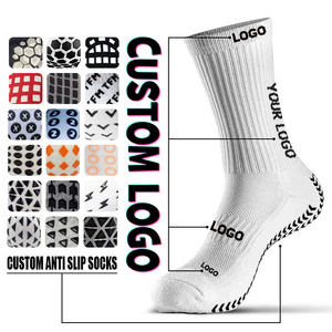 Free Samples Wholesale High Quality Design Men Crew Cycling Sock Soccer Custom LOGO Anti Slip Grip Socks Football